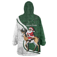 South Africa Christmas In July Wearable Blanket Hoodie Geseende Kersfees Springbok Black Santa