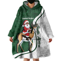 South Africa Christmas In July Wearable Blanket Hoodie Geseende Kersfees Springbok Black Santa