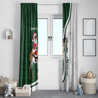 South Africa Christmas In July Window Curtain Geseende Kersfees Springbok Black Santa