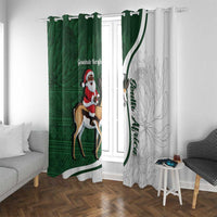 South Africa Christmas In July Window Curtain Geseende Kersfees Springbok Black Santa