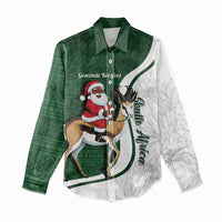 South Africa Christmas In July Women Casual Shirt Geseende Kersfees Springbok Black Santa