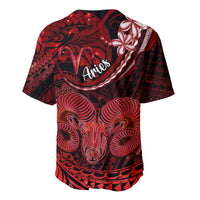 Polynesian Pride Aries Zodiac Baseball Jersey Astrological Sign Tribal Plumeria Red Galaxy - Wonder Print Shop