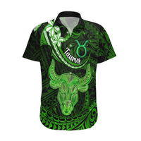 Polynesian Pride Taurus Zodiac Hawaiian Shirt Astrological Sign Tribal Plumeria Green Galaxy - Wonder Print Shop