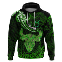 Polynesian Pride Taurus Zodiac Hoodie Astrological Sign Tribal Plumeria Green Galaxy - Wonder Print Shop
