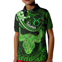 Polynesian Pride Taurus Zodiac Kid Polo Shirt Astrological Sign Tribal Plumeria Green Galaxy - Wonder Print Shop