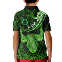 Polynesian Pride Taurus Zodiac Kid Polo Shirt Astrological Sign Tribal Plumeria Green Galaxy - Wonder Print Shop