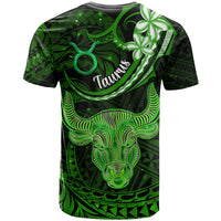 Polynesian Pride Taurus Zodiac T Shirt Astrological Sign Tribal Plumeria Green Galaxy - Wonder Print Shop