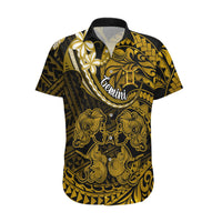 Polynesian Pride Gemini Zodiac Hawaiian Shirt Astrological Sign Tribal Plumeria Gold Galaxy - Wonder Print Shop