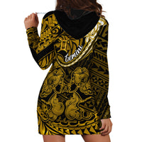 Polynesian Pride Gemini Zodiac Hoodie Dress Astrological Sign Tribal Plumeria Gold Galaxy - Wonder Print Shop