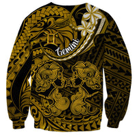 Polynesian Pride Gemini Zodiac Sweatshirt Astrological Sign Tribal Plumeria Gold Galaxy - Wonder Print Shop