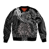 Polynesian Pride Cancer Zodiac Bomber Jacket Astrological Sign Tribal Plumeria Grey Galaxy - Wonder Print Shop