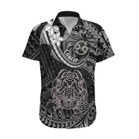 Polynesian Pride Cancer Zodiac Hawaiian Shirt Astrological Sign Tribal Plumeria Grey Galaxy - Wonder Print Shop