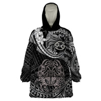 Polynesian Pride Cancer Zodiac Wearable Blanket Hoodie Astrological Sign Tribal Plumeria Grey Galaxy - Wonder Print Shop