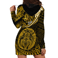 Polynesian Pride Leo Zodiac Hoodie Dress Astrological Sign Tribal Plumeria Gold Galaxy - Wonder Print Shop