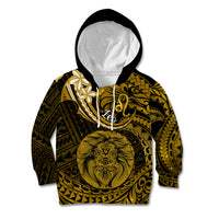 Polynesian Pride Leo Zodiac Kid Hoodie Astrological Sign Tribal Plumeria Gold Galaxy - Wonder Print Shop