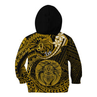 Polynesian Pride Leo Zodiac Kid Hoodie Astrological Sign Tribal Plumeria Gold Galaxy - Wonder Print Shop