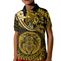 Polynesian Pride Leo Zodiac Kid Polo Shirt Astrological Sign Tribal Plumeria Gold Galaxy - Wonder Print Shop