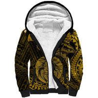 Polynesian Pride Leo Zodiac Sherpa Hoodie Astrological Sign Tribal Plumeria Gold Galaxy - Wonder Print Shop