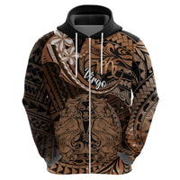 Polynesian Pride Virgo Zodiac Hoodie Astrological Sign Tribal Plumeria Brown Galaxy - Wonder Print Shop