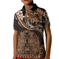 Polynesian Pride Virgo Zodiac Kid Polo Shirt Astrological Sign Tribal Plumeria Brown Galaxy - Wonder Print Shop