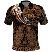 Polynesian Pride Virgo Zodiac Polo Shirt Astrological Sign Tribal Plumeria Brown Galaxy - Wonder Print Shop