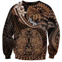 Polynesian Pride Virgo Zodiac Sweatshirt Astrological Sign Tribal Plumeria Brown Galaxy - Wonder Print Shop