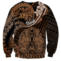 Polynesian Pride Virgo Zodiac Sweatshirt Astrological Sign Tribal Plumeria Brown Galaxy - Wonder Print Shop
