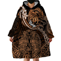 Polynesian Pride Virgo Zodiac Wearable Blanket Hoodie Astrological Sign Tribal Plumeria Brown Galaxy - Wonder Print Shop