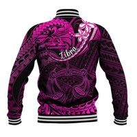 Polynesian Pride Libra Zodiac Baseball Jacket Astrological Sign Tribal Plumeria Pink Galaxy - Wonder Print Shop