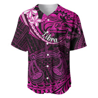 Polynesian Pride Libra Zodiac Baseball Jersey Astrological Sign Tribal Plumeria Pink Galaxy - Wonder Print Shop