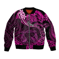 Polynesian Pride Libra Zodiac Bomber Jacket Astrological Sign Tribal Plumeria Pink Galaxy - Wonder Print Shop