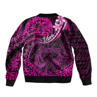 Polynesian Pride Libra Zodiac Bomber Jacket Astrological Sign Tribal Plumeria Pink Galaxy - Wonder Print Shop