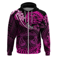 Polynesian Pride Libra Zodiac Hoodie Astrological Sign Tribal Plumeria Pink Galaxy - Wonder Print Shop