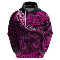Polynesian Pride Libra Zodiac Hoodie Astrological Sign Tribal Plumeria Pink Galaxy - Wonder Print Shop