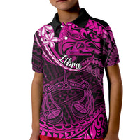 Polynesian Pride Libra Zodiac Kid Polo Shirt Astrological Sign Tribal Plumeria Pink Galaxy - Wonder Print Shop