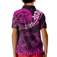 Polynesian Pride Libra Zodiac Kid Polo Shirt Astrological Sign Tribal Plumeria Pink Galaxy - Wonder Print Shop