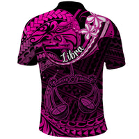 Polynesian Pride Libra Zodiac Polo Shirt Astrological Sign Tribal Plumeria Pink Galaxy - Wonder Print Shop