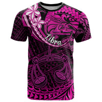 Polynesian Pride Libra Zodiac T Shirt Astrological Sign Tribal Plumeria Pink Galaxy - Wonder Print Shop