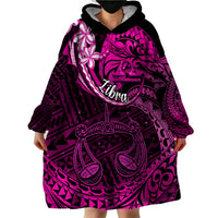 Polynesian Pride Libra Zodiac Wearable Blanket Hoodie Astrological Sign Tribal Plumeria Pink Galaxy - Wonder Print Shop