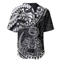 Polynesian Pride Scorpio Zodiac Baseball Jersey Astrological Sign Tribal Plumeria Black - Wonder Print Shop