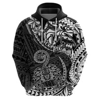 Polynesian Pride Scorpio Zodiac Hoodie Astrological Sign Tribal Plumeria Black - Wonder Print Shop