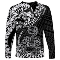 Polynesian Pride Scorpio Zodiac Long Sleeve Shirt Astrological Sign Tribal Plumeria Black - Wonder Print Shop