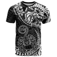 Polynesian Pride Scorpio Zodiac T Shirt Astrological Sign Tribal Plumeria Black - Wonder Print Shop