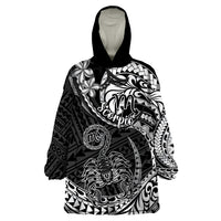 Polynesian Pride Scorpio Zodiac Wearable Blanket Hoodie Astrological Sign Tribal Plumeria Black - Wonder Print Shop