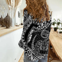 Polynesian Pride Scorpio Zodiac Women Casual Shirt Astrological Sign Tribal Plumeria Black - Wonder Print Shop