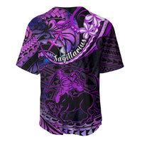 Polynesian Pride Sagittarius Zodiac Baseball Jersey Astrological Sign Tribal Plumeria Purple Galaxy - Wonder Print Shop