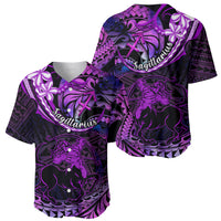 Polynesian Pride Sagittarius Zodiac Baseball Jersey Astrological Sign Tribal Plumeria Purple Galaxy - Wonder Print Shop