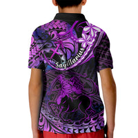Polynesian Pride Sagittarius Zodiac Kid Polo Shirt Astrological Sign Tribal Plumeria Purple Galaxy - Wonder Print Shop