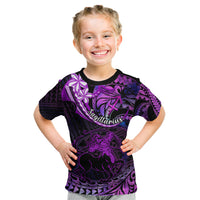 Polynesian Pride Sagittarius Zodiac Kid T Shirt Astrological Sign Tribal Plumeria Purple Galaxy - Wonder Print Shop