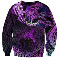 Polynesian Pride Sagittarius Zodiac Sweatshirt Astrological Sign Tribal Plumeria Purple Galaxy - Wonder Print Shop
